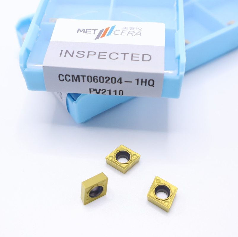 Superficie lisa CCMT060204-1HQ PV2110 Insertores de torneado de cermet con dureza HRA92.5 y recubrimiento PVD