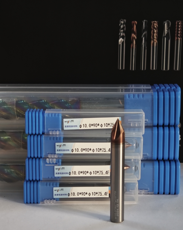 MPG4 CNC Rad Mill Carbide Chamfer Mill 4 Flutes Mill Roughing Processing Mill Para acero de aleación, acero de molde, acero preendurecido, Φ10.0 X 90 ° x Φ10 X 75 mm