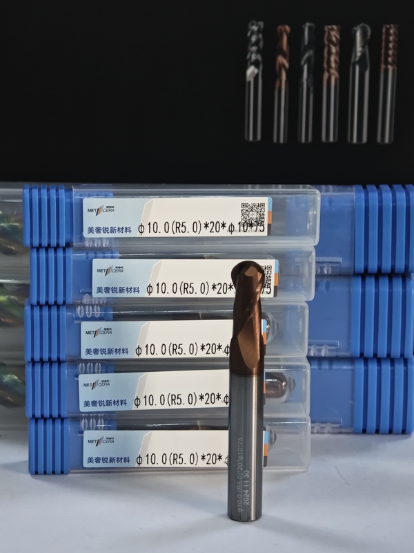MPB2 Molino de extremos de bolas de carburo sólido 2 flautas R0.5-10, 10 mm, Φ10.0 ((R5.0) x20x10Dx75 mm
