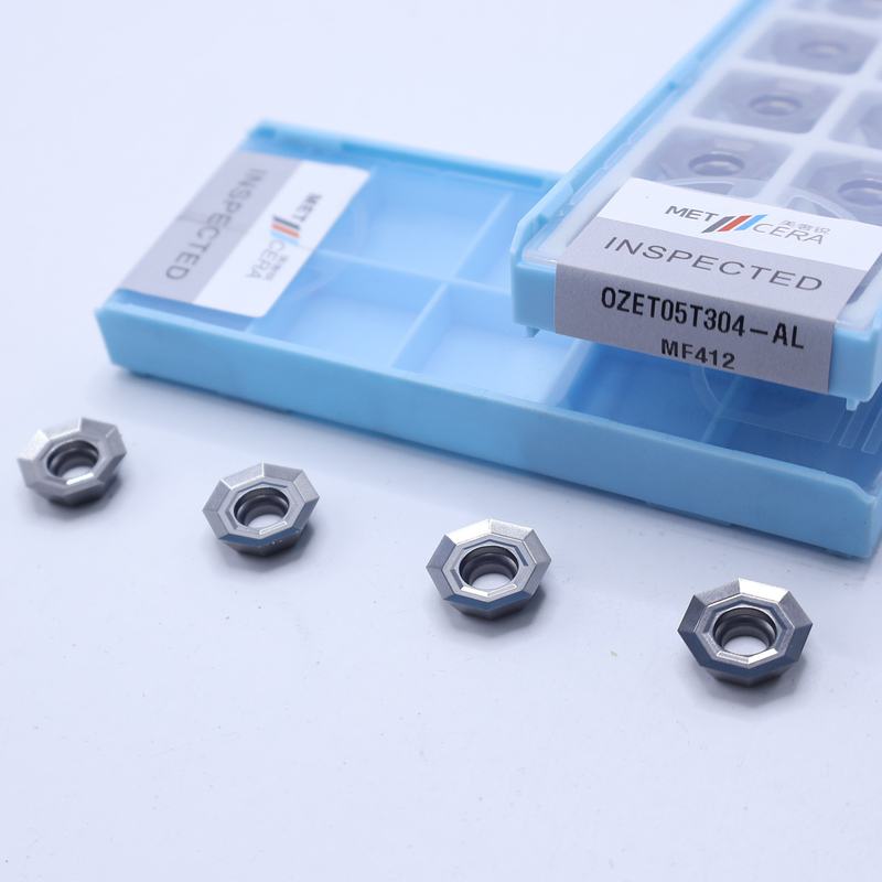MF412 Grado de carburo de forma octogonal inserto OZET05T304-AL para el torneado de acero inoxidable de aluminio