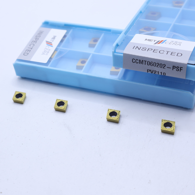 CCMT060202 Torno CNC revestido con PVD inserto de giro de cermet indexable para el rompehielos semiacabado para el mecanizado de acero y aleaciones bajas