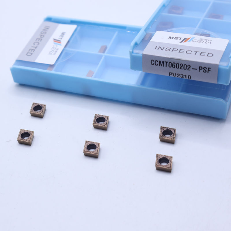 CCMT060202 Torno CNC revestido con PVD inserto de giro de cermet indexable para el rompehielos semiacabado para el mecanizado de acero y aleaciones bajas