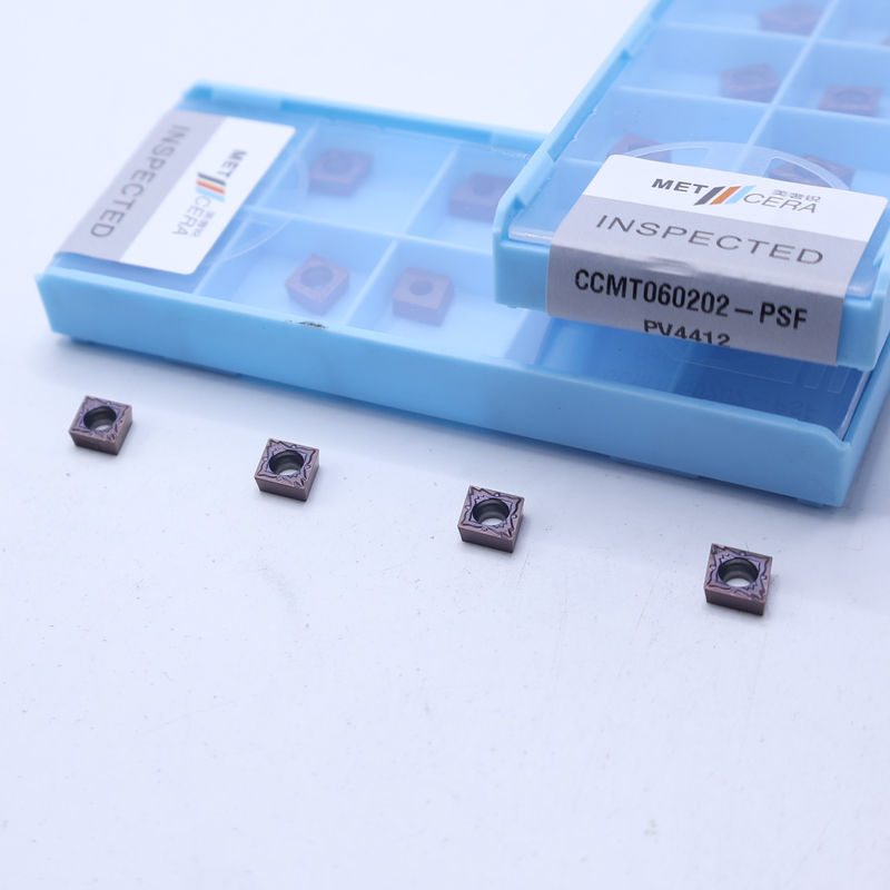 Insertores de torneado de carburo CNC, inserto de torneado de carburo recubierto con PVD para portaherramientas de torno, rompehielos de acabado PSF, CCMT060202