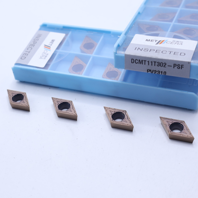 Inserto de giro de cermet indexable, inserto de giro interno recubierto con PVD, rompehielos de acabado DCMT11T302, de color bronce