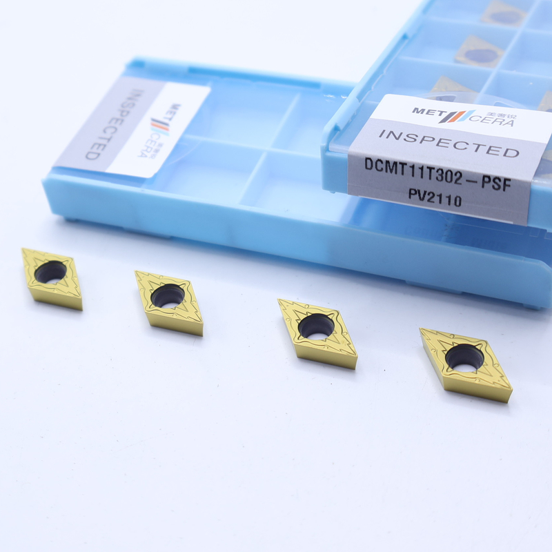 Inserto de giro de cermet indexable, inserto de giro interno revestido con PVD, rompehielos de acabado DCMT11T302, color dorado