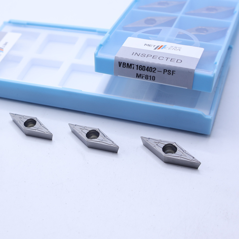 Plata VBMT160402 MF810 Forma rúmica indexable Carburo sin recubrimiento de corte Dureza de inserción HRA91.8 Finalización