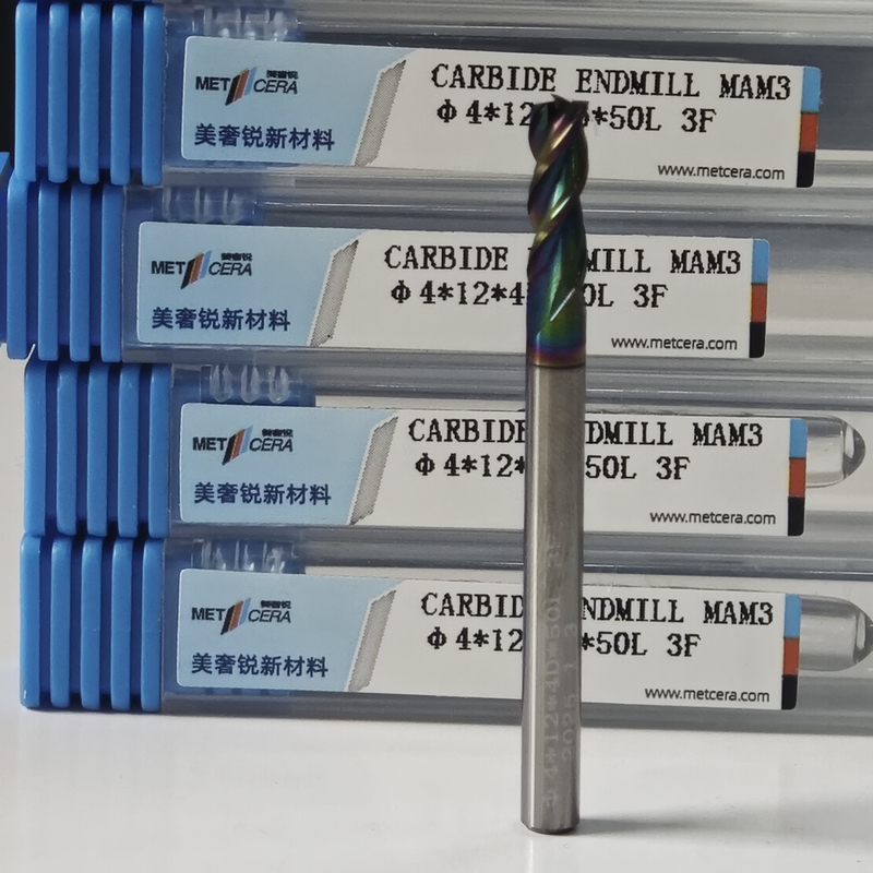 Carburo sólido MAE PLUS 3 flautas Molino de extremos 4 mm Φ4x12x4Dx50 mm para el mecanizado de metales no ferrosos