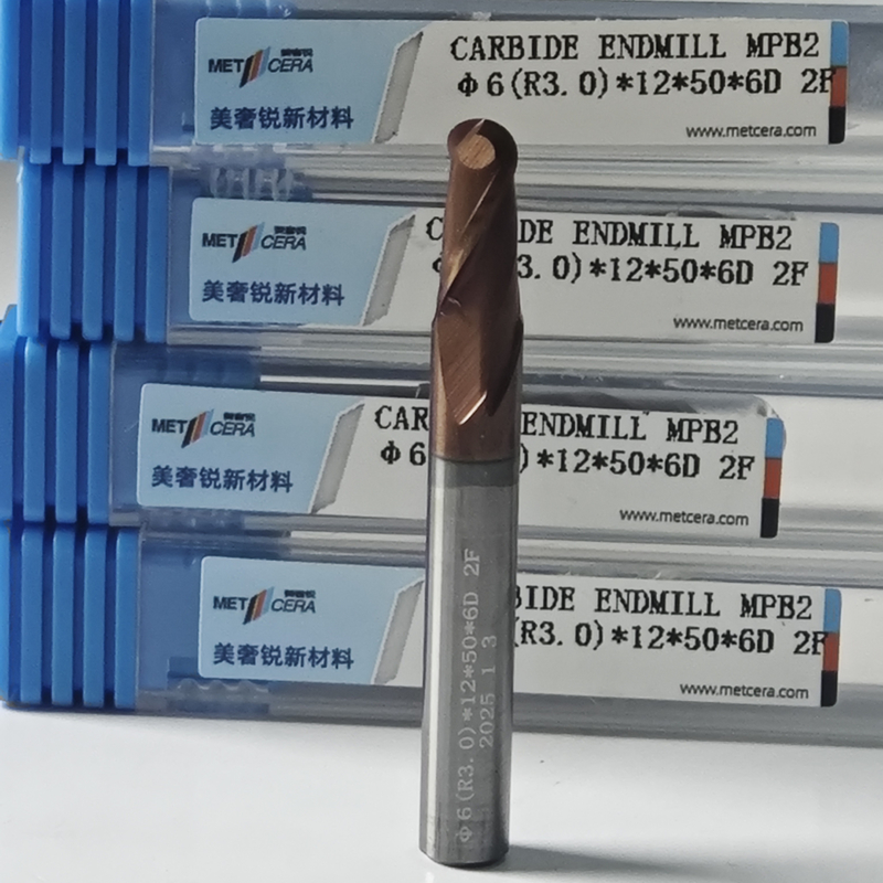 MPB2 Cuadrícula de carburo sólido de nariz final de molino 2 flautas HRC55-HRC60 R0.5-10 6mm Φ6.0 R3.0 X12x6Dx50mm Revestimiento AlCr para la entrega oportuna