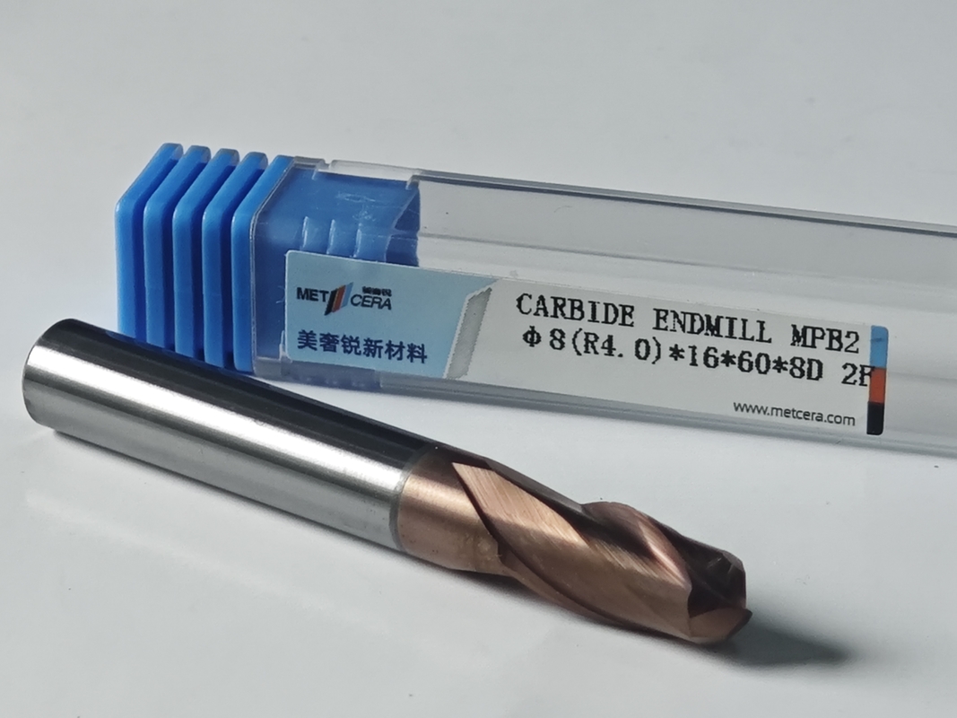 MPB2 Molino de extremos de bolas de carburo sólido 2 flautas HRC55-HRC60 R0.5-10,8 mm, Φ8.0 ((R4.0) x 16x8Dx60 mm