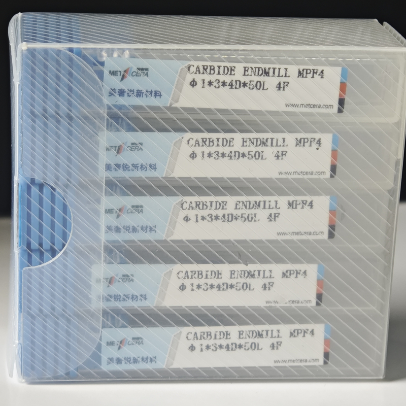 MPF4 Carburo sólido 4 flautas Molino de extremo plano de 1 mm para cortar acero al carbono Φ1x3x4Dx50mm