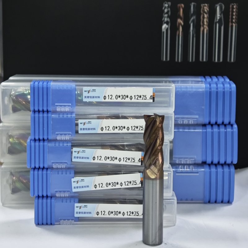 MPE4 Corte de fresado de carburo sólido 4 flauta Flat End Mill Mill CNC Mill Cutter AlCr Revestimiento de 12 mm Pieza de trabajo φ12.0 x 30 x φ12 x 75 mm