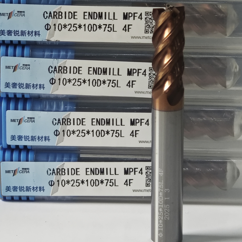 MPF4 Universal 4 flautas Flat End Mill 10mm Φ10x25x10Dx75mm para cortar acero de aleación baja en carbono dentro de la dureza HRC55-60