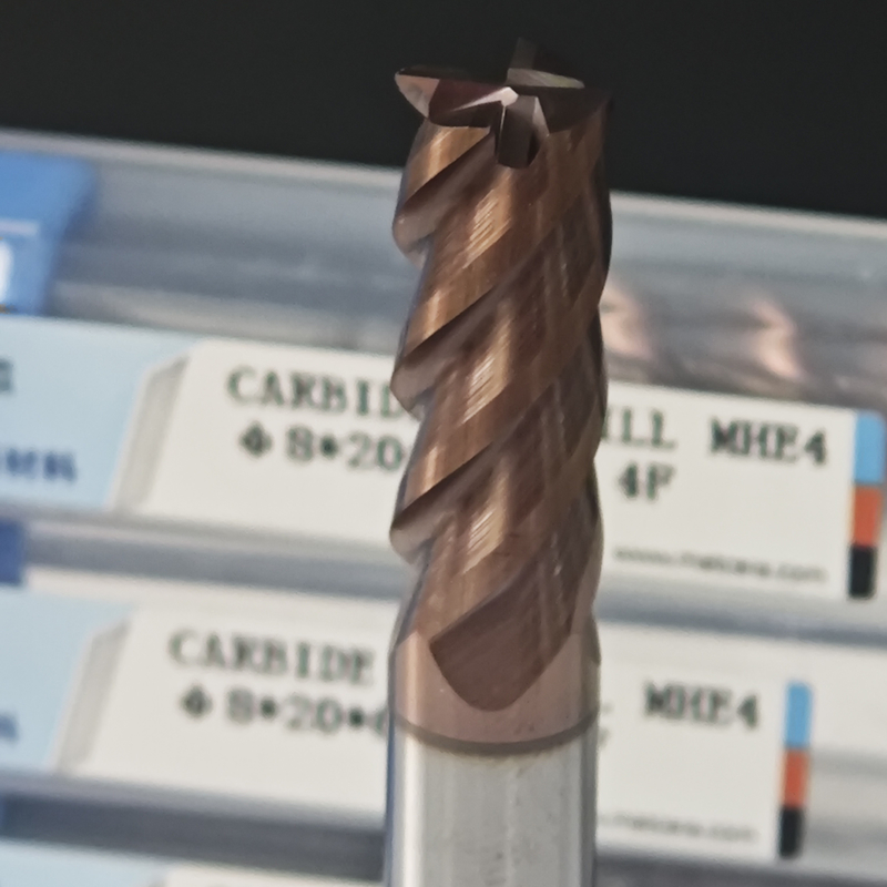 8 mm de procesamiento de rugosidad TiAlSi recubrimiento HRC55-60 dureza Cuatro bordes de plano de fresado de corte para pieza de trabajo de baja aleación de acero