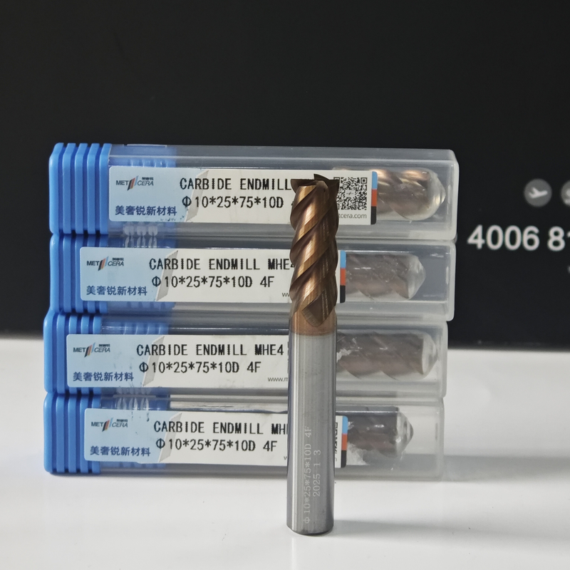 MHE4 Revestimiento de TiAlSi HRC55-60 Cortador de fresado plano de cuatro bordes de alta dureza 10 mm, φ10.0x25x10Dx75 mm