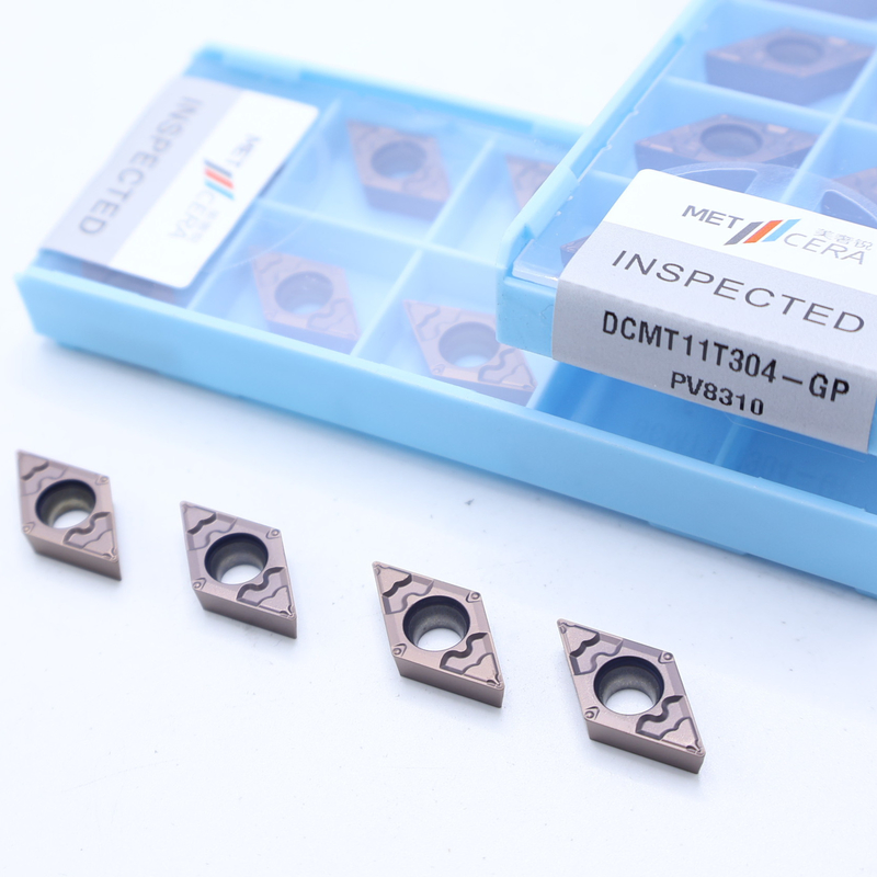 DCMT070204 DCMT11T304 Insertos de giro de carburo PVD recubiertos para el giro externo e interno en el rotor de chips GP