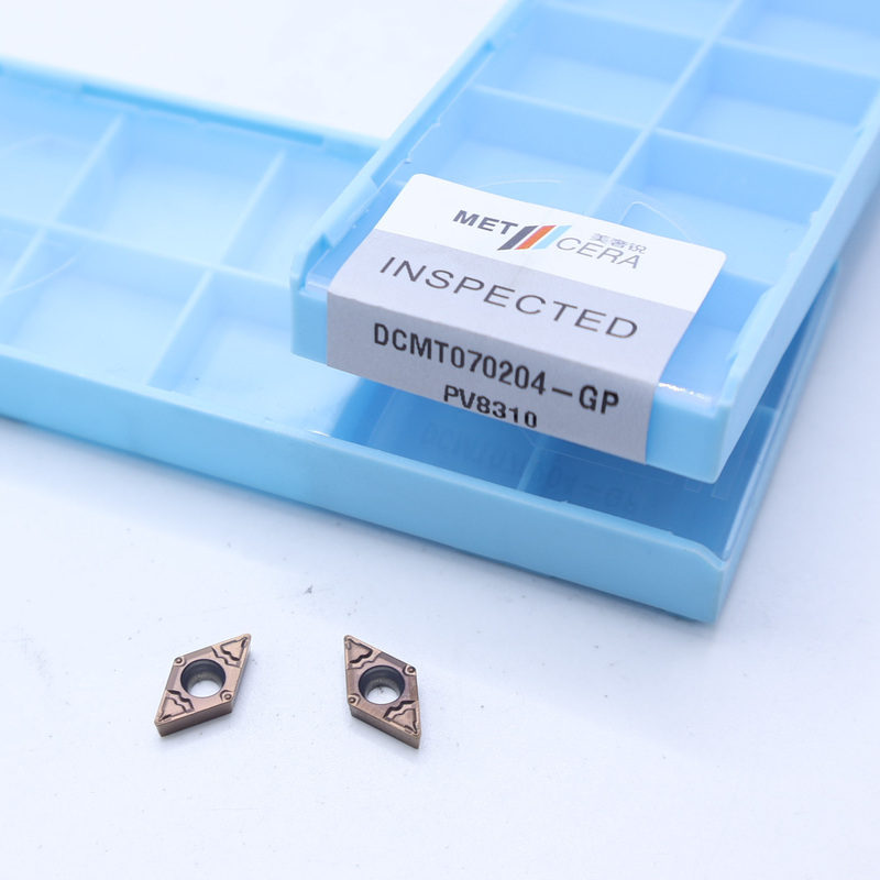 DCMT070204 DCMT11T304 Insertos de giro de carburo PVD recubiertos para el giro externo e interno en el rotor de chips GP