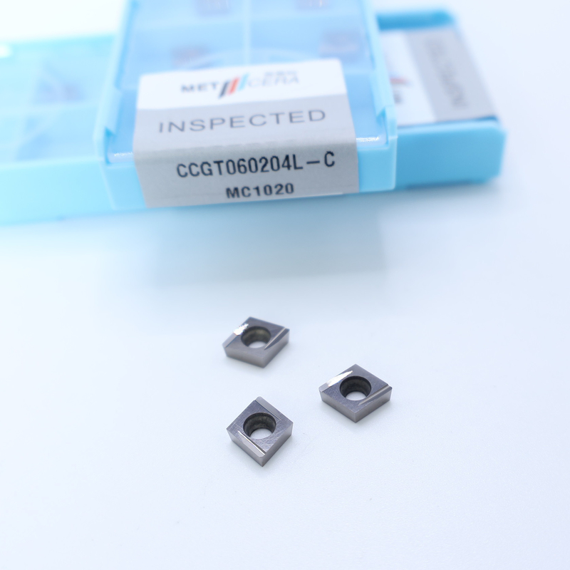 Pieza de trabajo de acero al carbono CCGT06 CCG09 inserciones de torneado de cermet con acabado y C acabado rompehielos para el mecanizado CNC